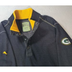 Tommy Bahama Knit 1/4 Snap Button Black Pullover Sweater‎ Green Bay Mens XL
